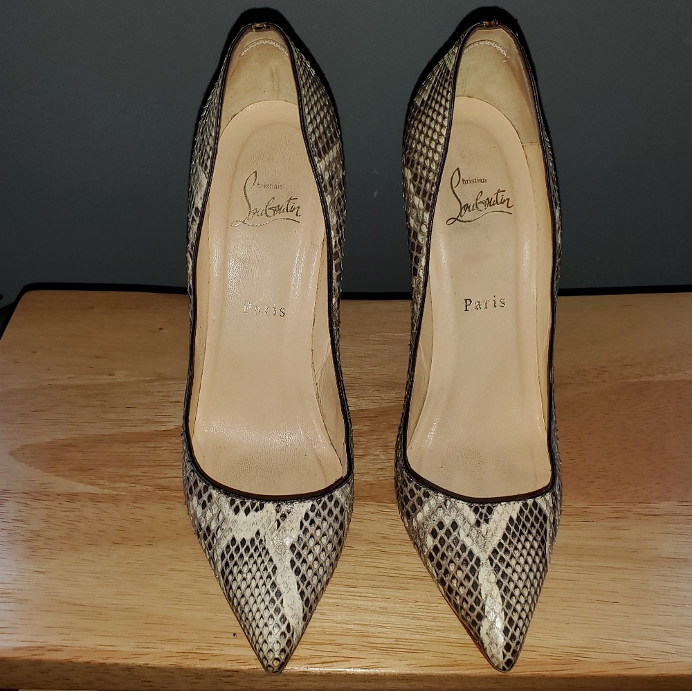 Christian Louboutin pinheeled Python pumps